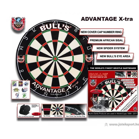 Bull's steel sisal kender darts tábla Advantage Xtra (hivatalos