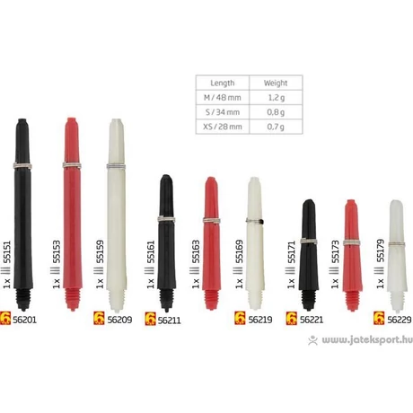 Bull''''s darts szár Nylon fehér 6 pack short